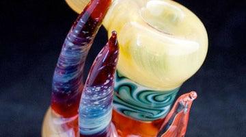 Red Standing Bubbler with Wig Wag Disc