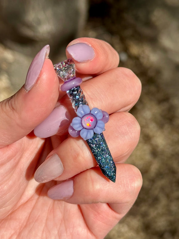 Flower Blade Pendant Sparkle Blue & Purple