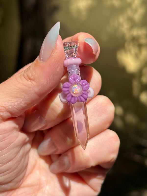 Flower Blade Pendant Pastel Purple & Pink