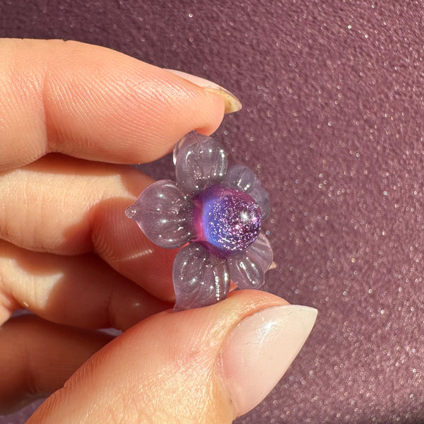 Dichro Flower Pendant - Wildberry and Royal Jelly with Purple Sparkles