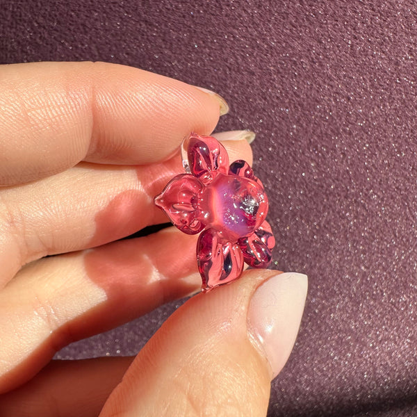 Dichro Flower Pendant - Telemagenta with Chrome Sparkle