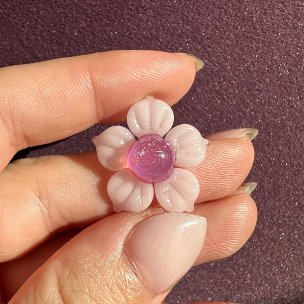 Dichro Flower Pendant - Bubblegum and Telemagenta with Pink Sparkle