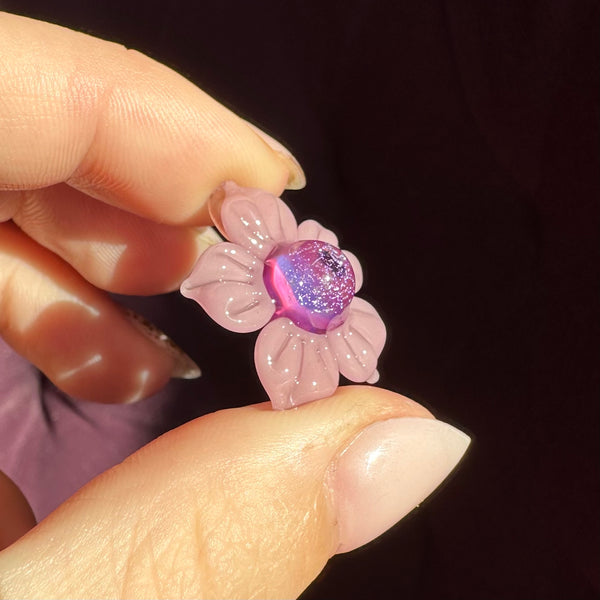 Dichro Flower Pendant - Mauve and Royal Jelly with Purple Sparkle