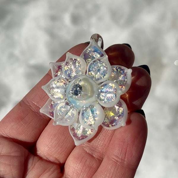 White Double Layer Spinner Flower Pendant