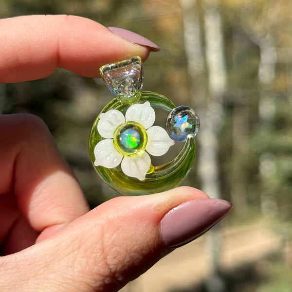 Moon Spinner UV reactive Citrine & White Satin