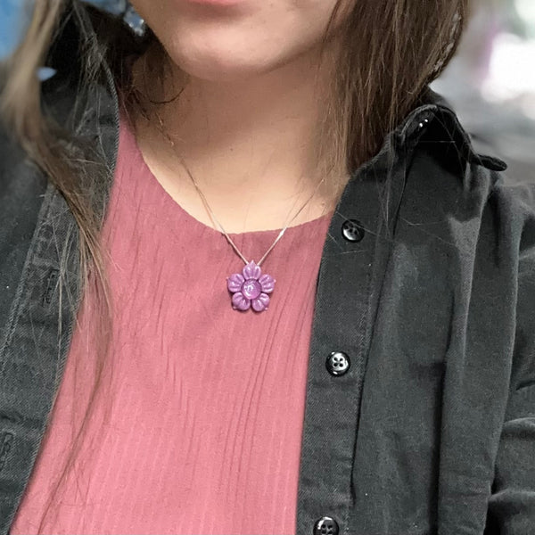 Dichro Flower Pendant Spring Purple & Royal Jelly