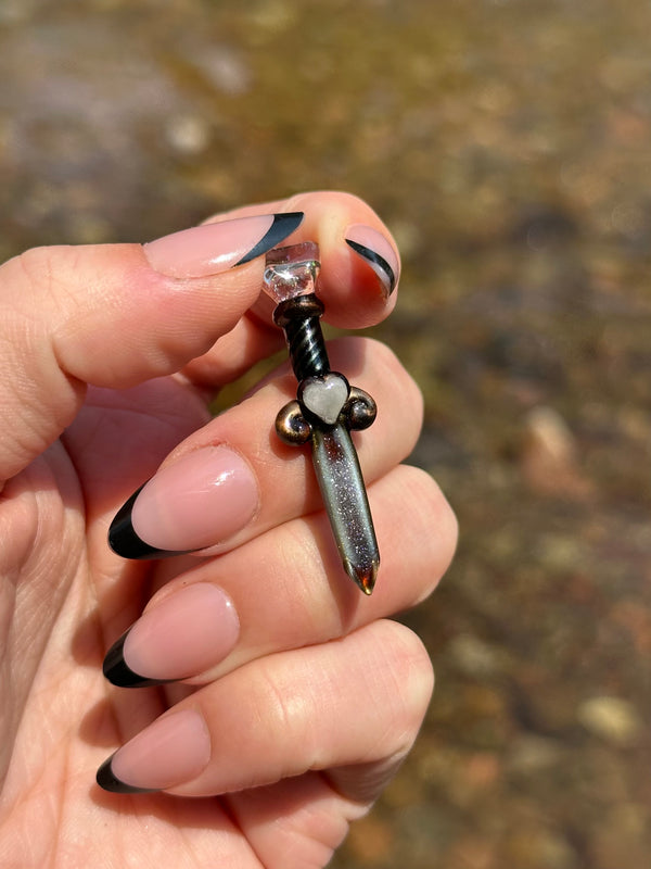 Electrum Mini Blade Pendant w/ Heart