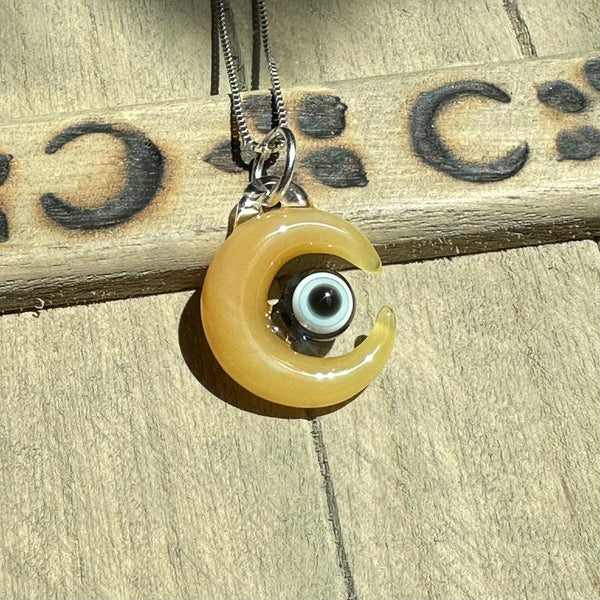 Evil Eye Moon Pendant Yellow