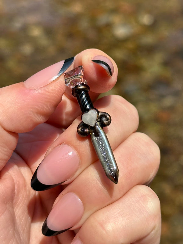 Electrum Mini Blade Pendant w/ Heart