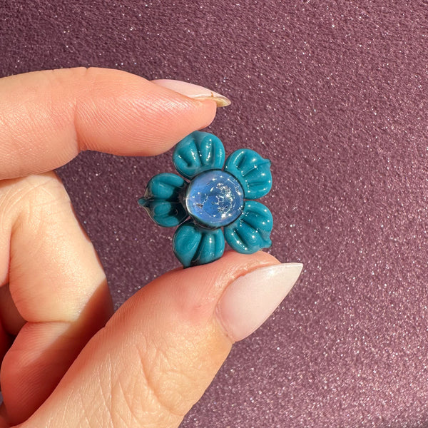 Dichro Flower Pendant - Blue Spruce with Chrome Sparkle