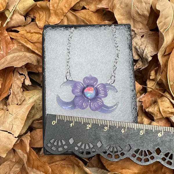Triple Moon w/ Flower - Lavendar and Purple Satin