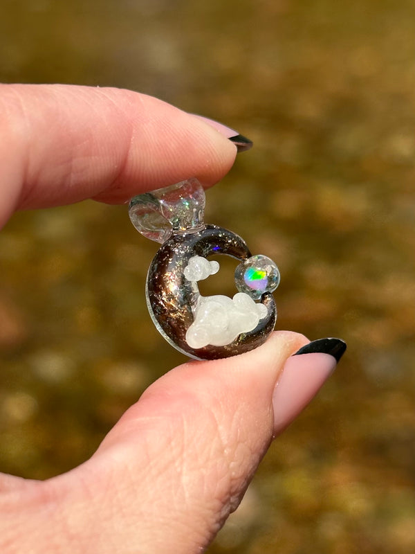 Small Electrum Moon Spinner w/ Clouds