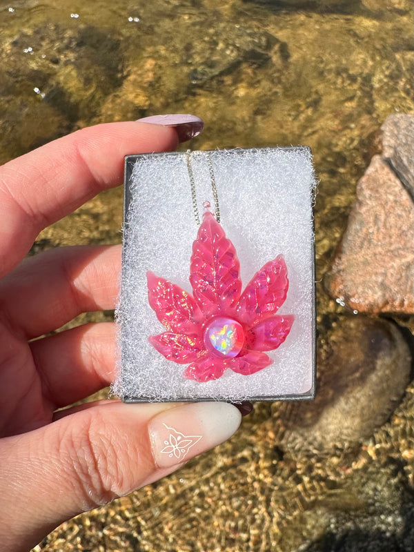 Sparkly Canna Leaf Telemagenta