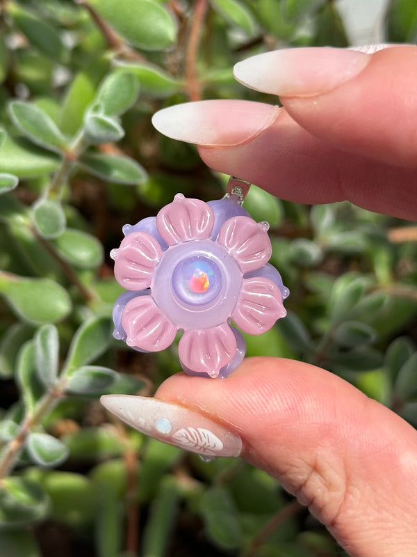Mini Spinner Flower Pendant Mauve Purple