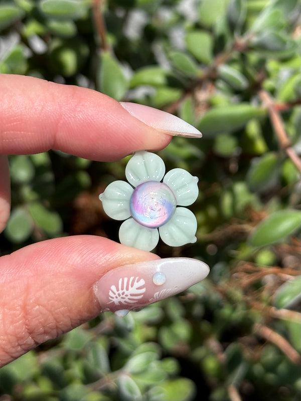 Pastel Rainbow Dichro Flower Pendant Mint
