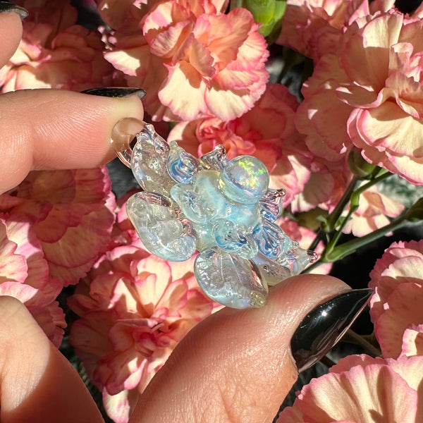 Small Sparkly Spinning Flower Pendant - Glopal (UV reactive)