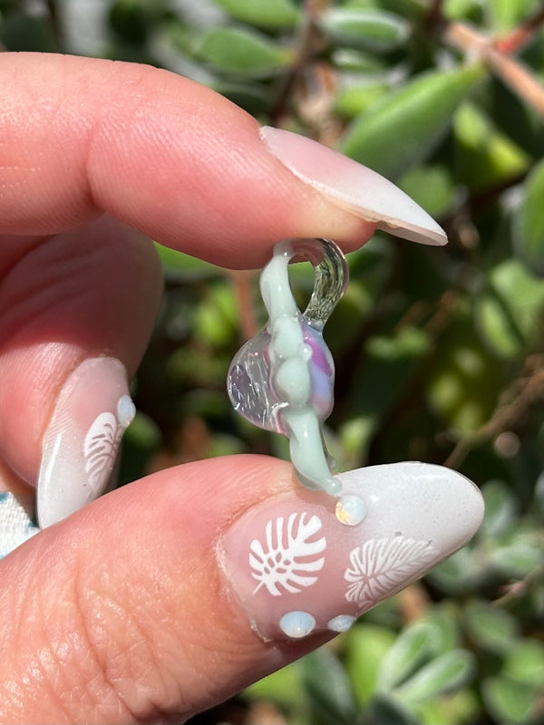 Pastel Rainbow Dichro Flower Pendant Mint