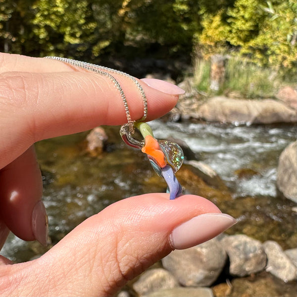 Rainbow & Crushed Opal Flower Pendant #2