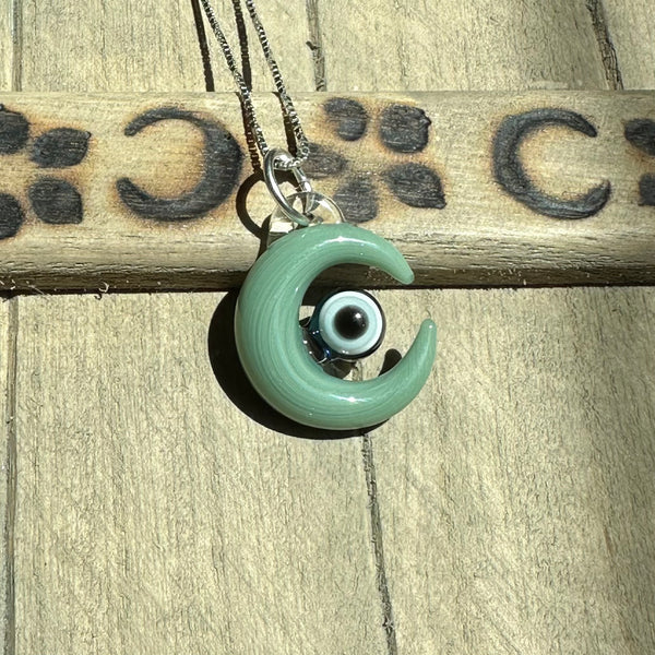 Evil Eye Moon Pendant Mint