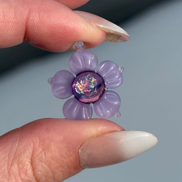 Opal & Dichro Flower Pendant Pastel Purple