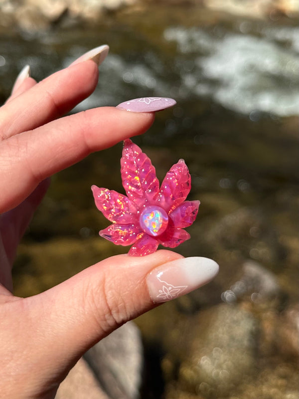 Sparkly Canna Leaf Telemagenta
