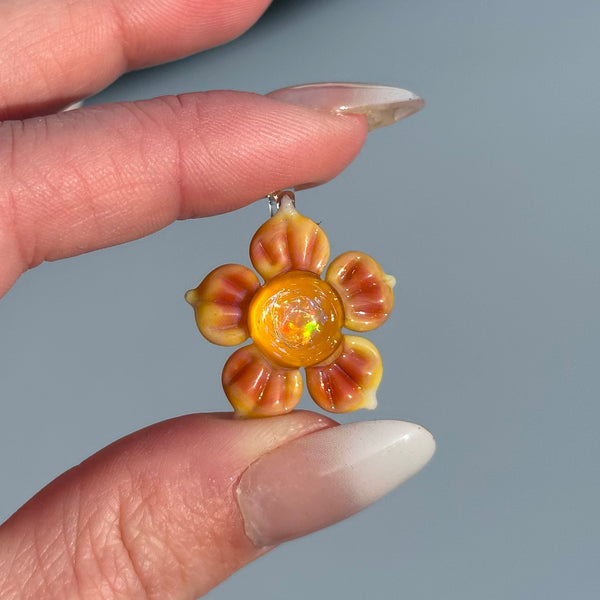 Opal & Dichro Flower Pendant Yellow
