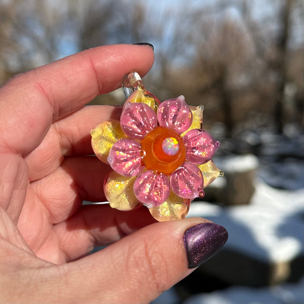 Pastel Sunset Double Layer Spinner Flower Pendant