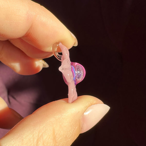 Dichro Flower Pendant - Mauve and Royal Jelly with Purple Sparkle