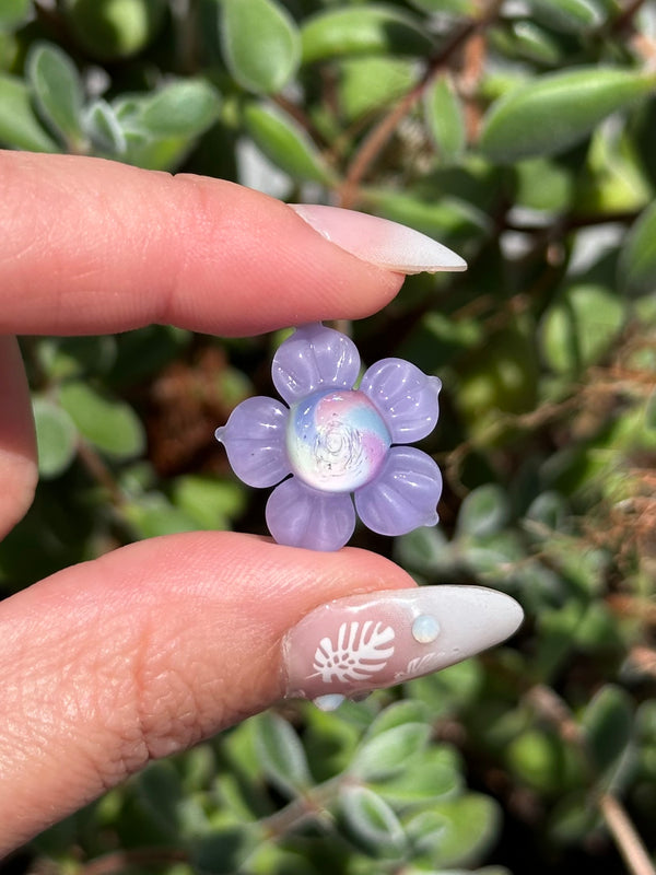 Pastel Rainbow Dichro Flower Purple Satin