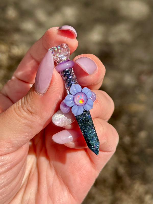 Flower Blade Pendant Sparkle Blue & Purple