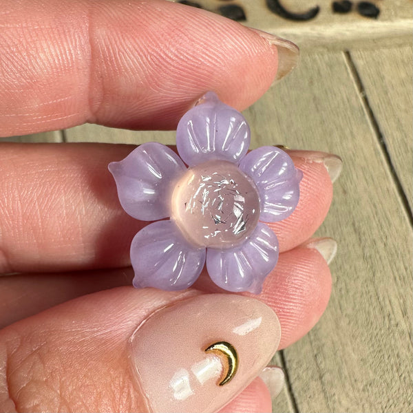 Dichro Flower Pendant - Peach Purple Satin