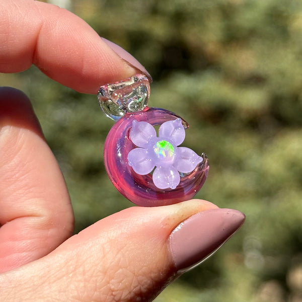 Floral Moon Pendant Pink