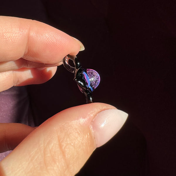 Dichro Flower Pendant - Black and Royal Jelly with Purple Sparkle