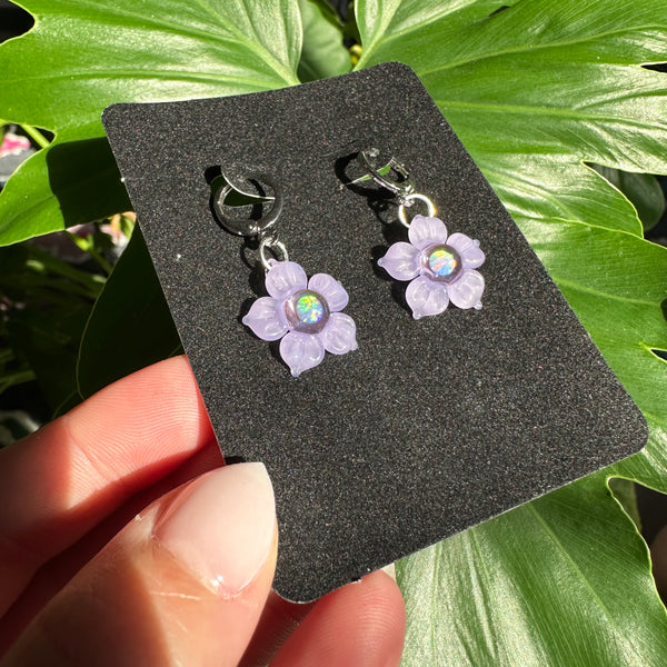 Flower Earrings Purple