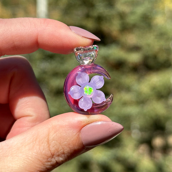 Floral Moon Pendant Pink