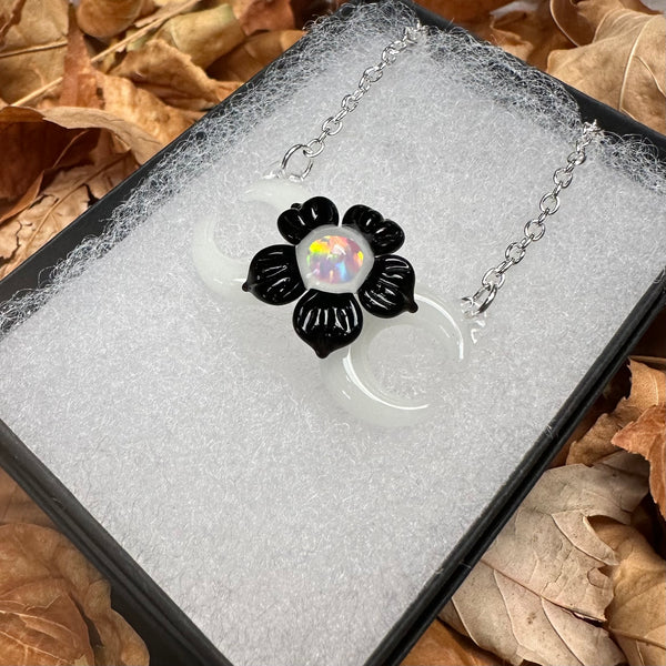 Triple Moon w/ Flower - Glow-in-the-dark & Black