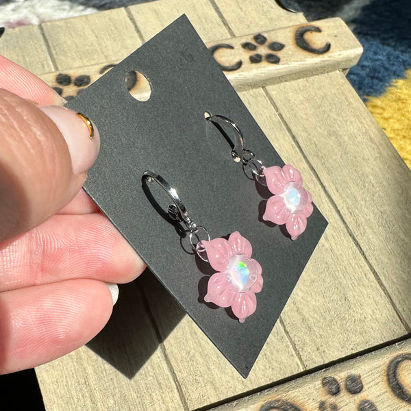 Pink Flower Earrings