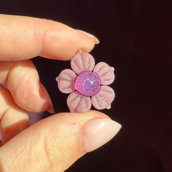 Dichro Flower Pendant - Mauve and Royal Jelly with Purple Sparkle
