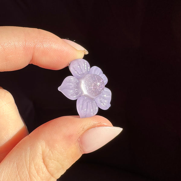 Dichro Flower Pendant - Pastel Purple with Purple Sparkle