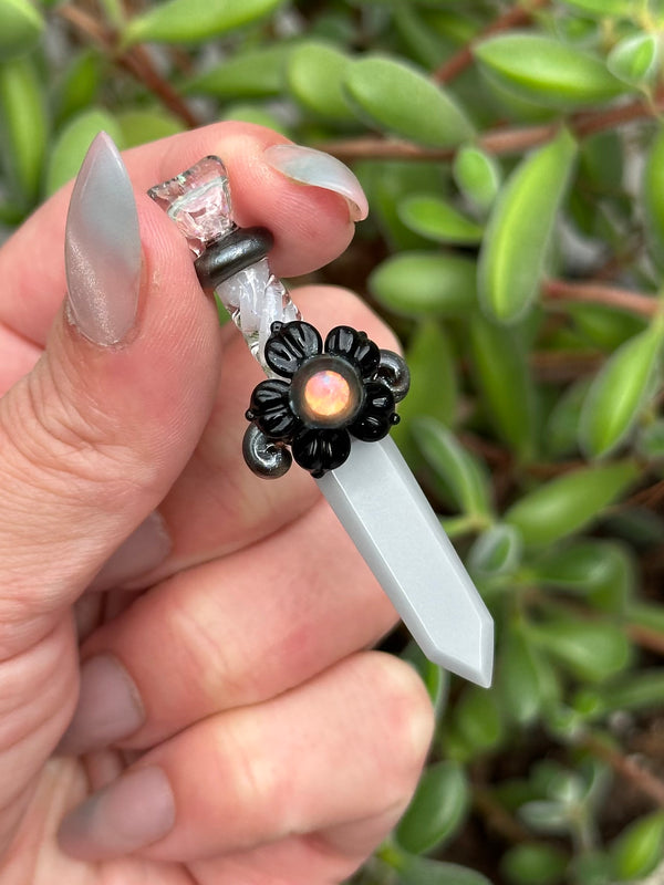 Flower Blade Pendant Black & Gray Longsword