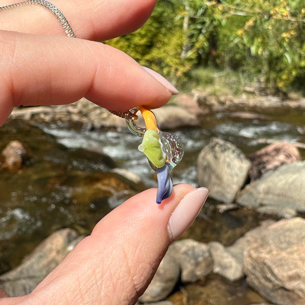 Rainbow & Crushed Opal Flower Pendant #1