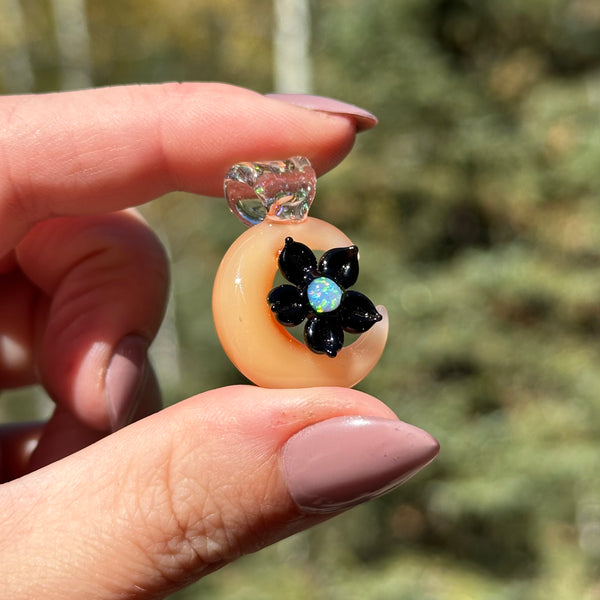 Floral Moon Pendant Halloween Black & Orange