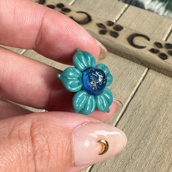 Dichro Flower Pendant - Blue Aqua