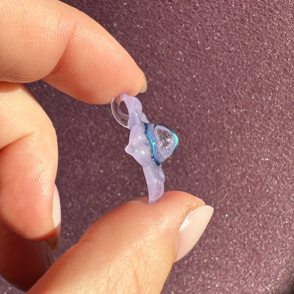 Dichro Flower Pendant - Pastel Purple and Blue with Purple Sparkles