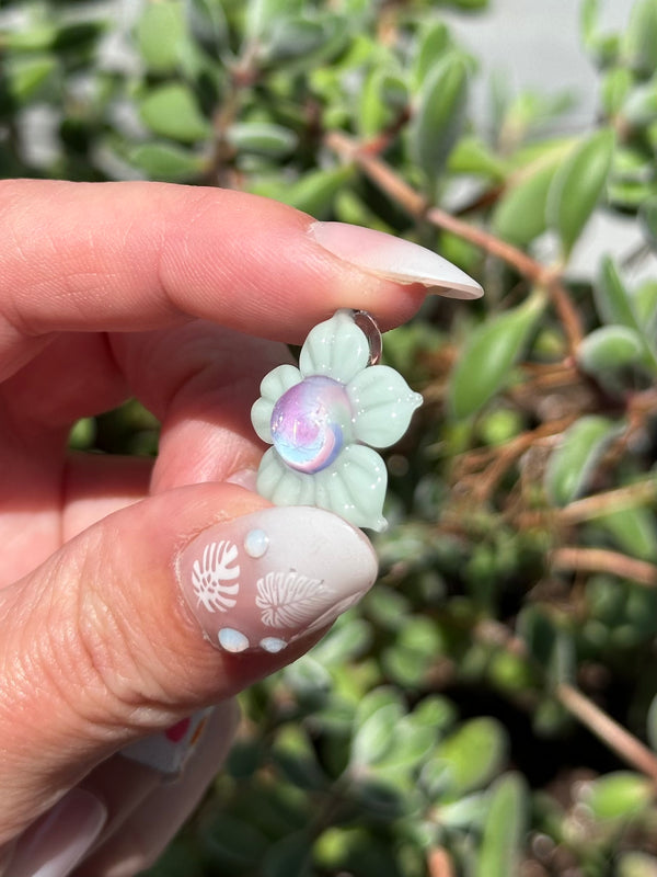 Pastel Rainbow Dichro Flower Pendant Mint