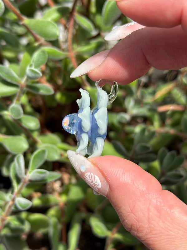 Mini Spinner Flower Pendant Blue Mint