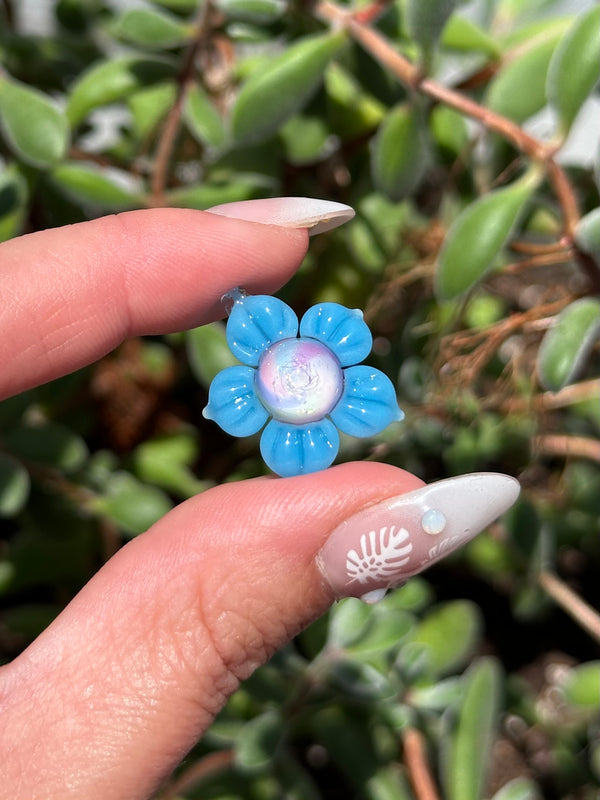 Pastel Rainbow Dichro Flower Pendant Blue