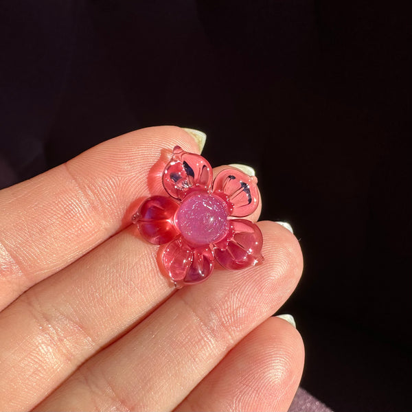 Dichro Flower Pendant - Telemagenta with Pink Sparkle