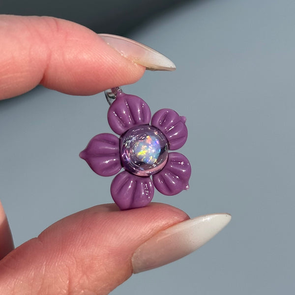 Opal & Dichro Flower Pendant Purple Heart