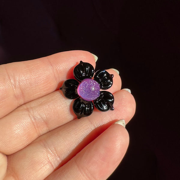 Dichro Flower Pendant - Black and Royal Jelly with Purple Sparkle